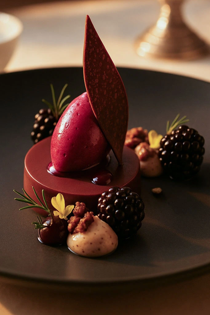 Fine dining dessert photography