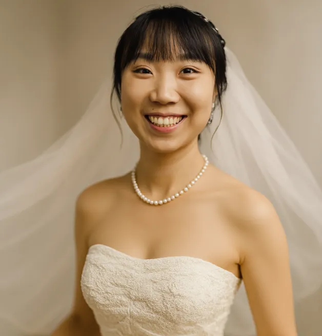 Bride portrait with pearl necklace